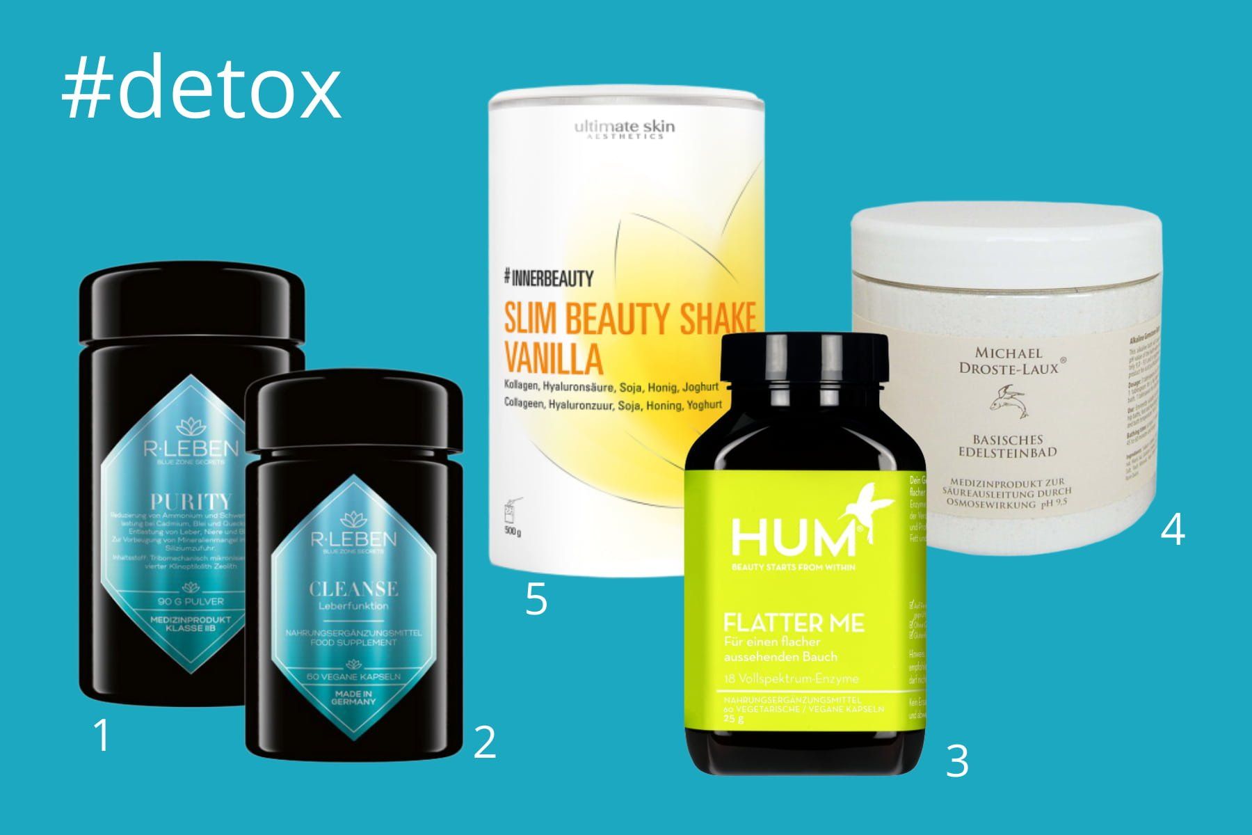 wissen-ist-mehr-nahrungsergaenzungsmittel-nutricosmetic-detox-r-leben-cleanse-purity-hum-flatter-me-michael-droste-laux-basisches-edelsteinbad-innerbeauty-slim-beauty-shake