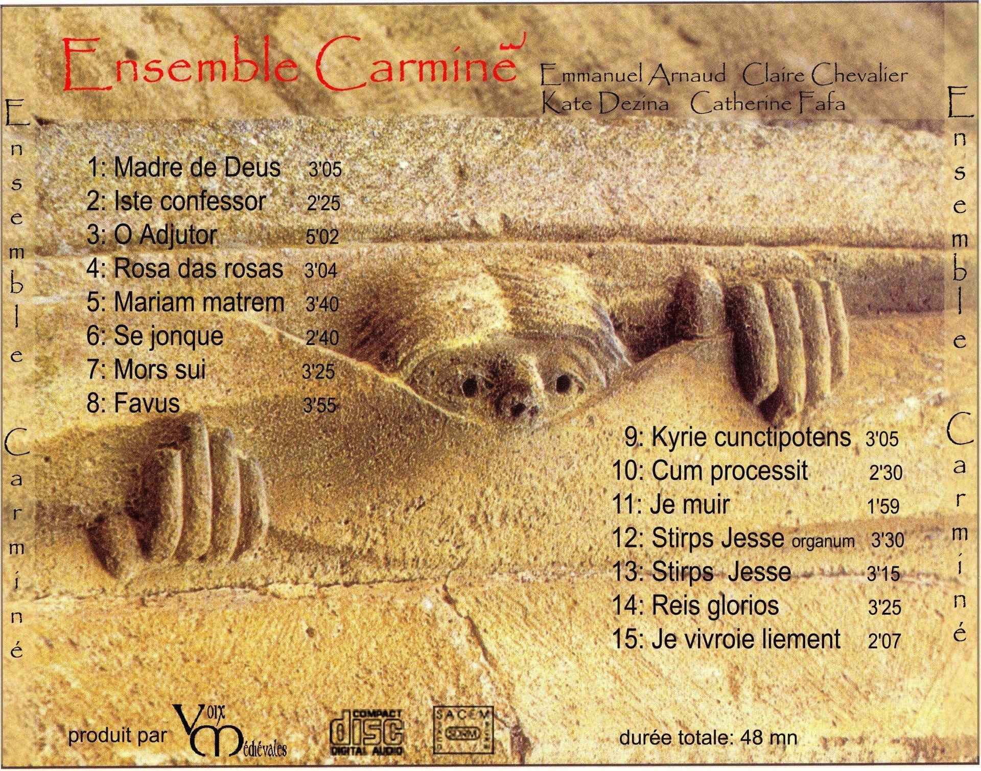Claire Chevalier chanteuse,CD, ensemble Carminé, chant médiéval, Nîmes Gard