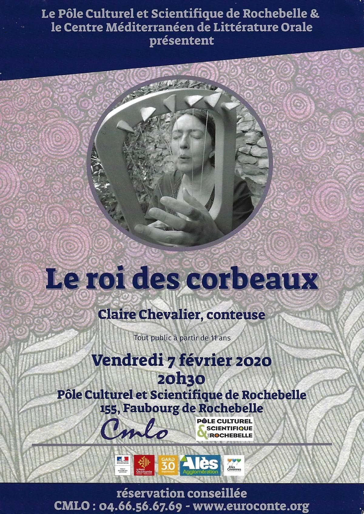 Claire Chevalier, conteuse, spectacle Le roi des corbeaux, Alès, Gard