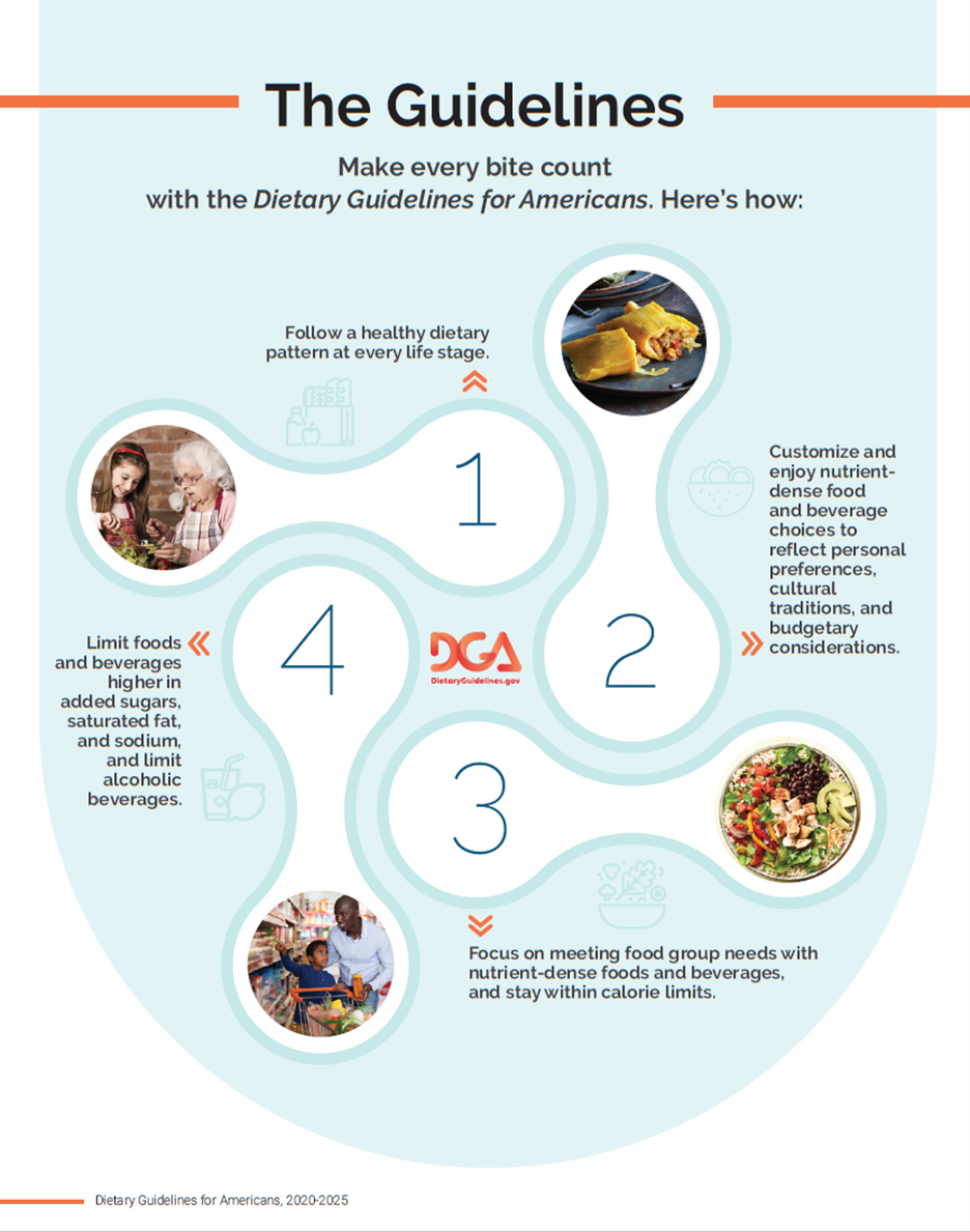 A poster of Government-issued, Dietary Guidelines for Americans