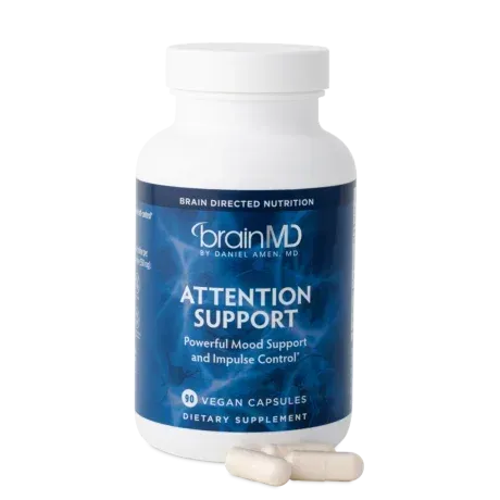 Two photos of BrainMD's Attention Support Supplement
