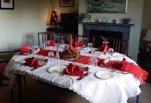 Table laid for Christmas meal