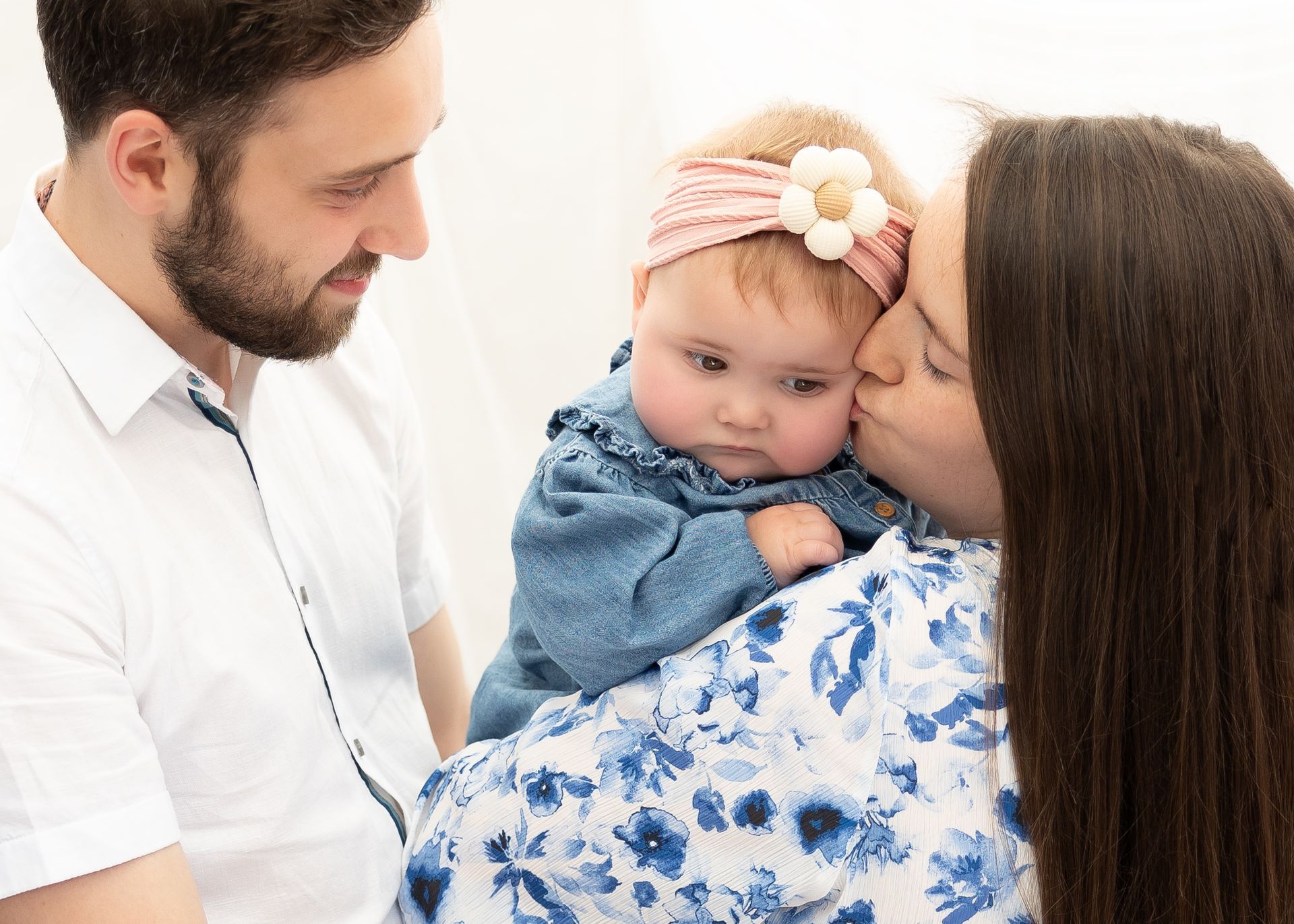 1 year old baby with the mummy and daddy having a photoshoot with kate mitford