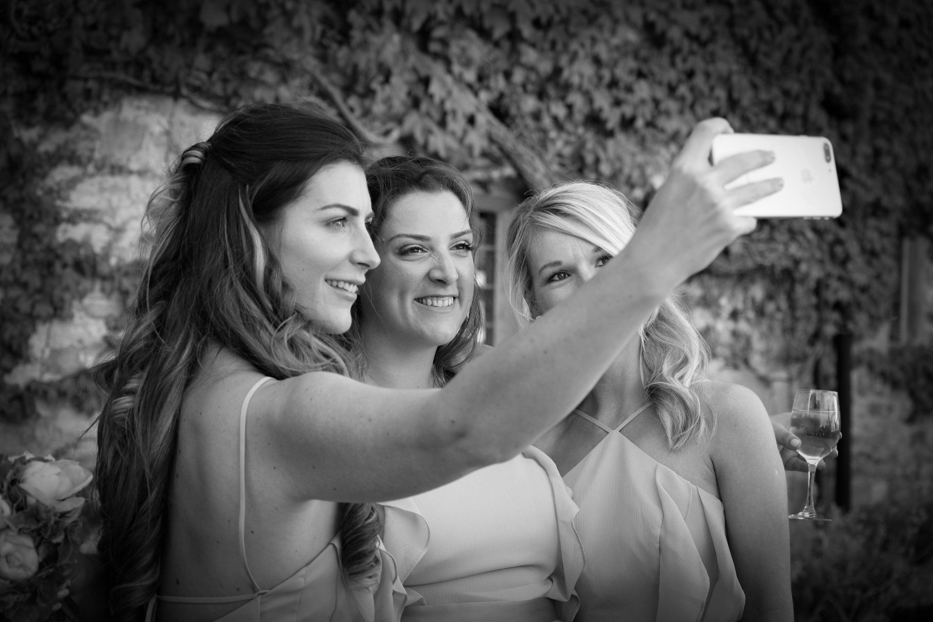 photo of bridesmaids doing a selfie at headlam hall