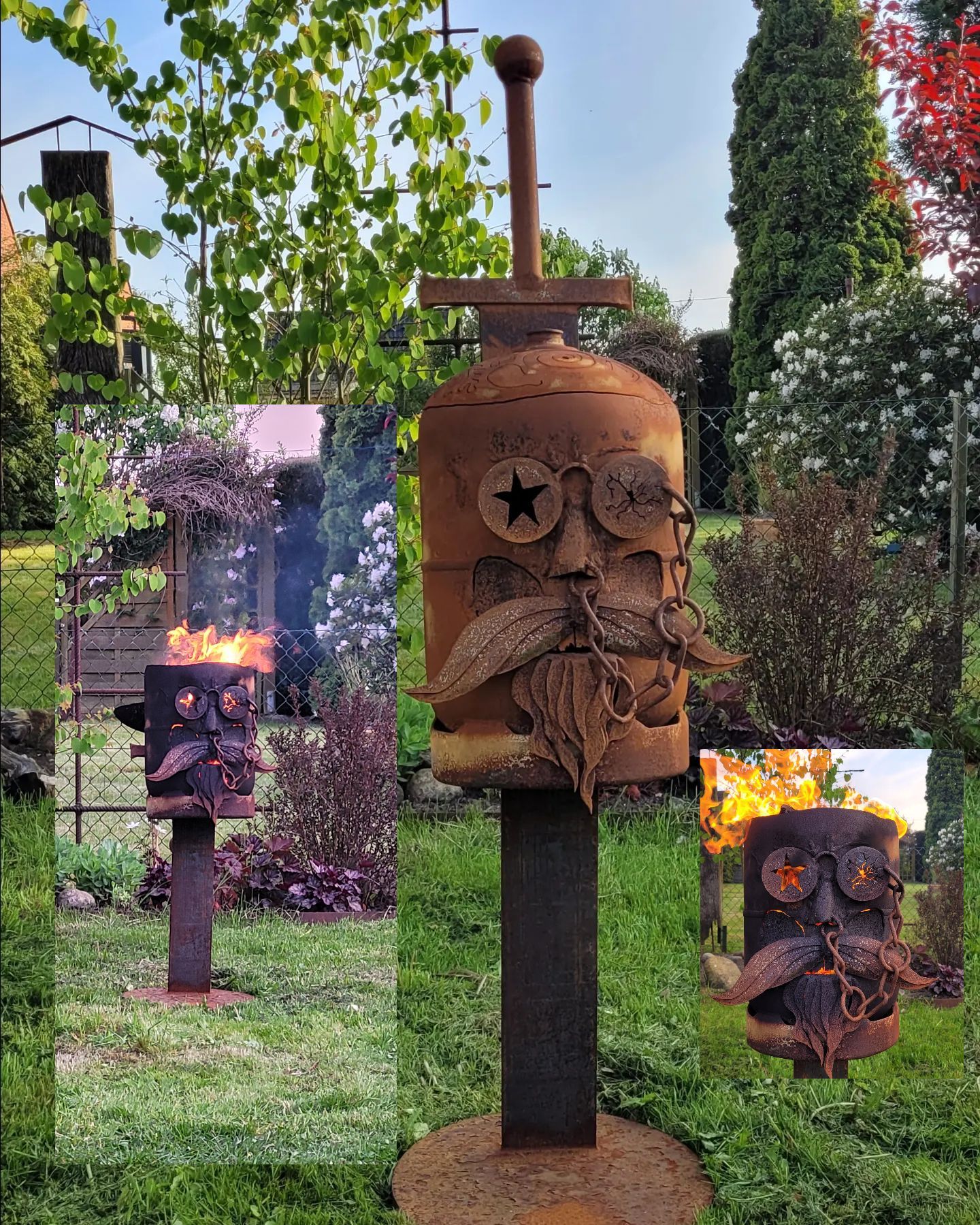 The bearded Wonder
in Flammen und durch ein Zweihänderschwert aufgespießt.
Ein weiteres Stahlunikat mit dem Schwertgriff zum Aufklappen.
475 €