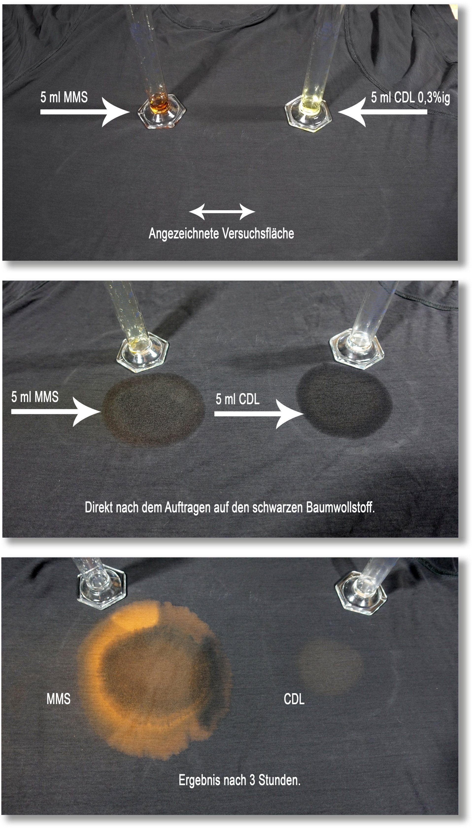 Bleichwirkung - Vergleich MMS vs. CDS Bleichwirkung - Vergleich MMS vs. CDS
