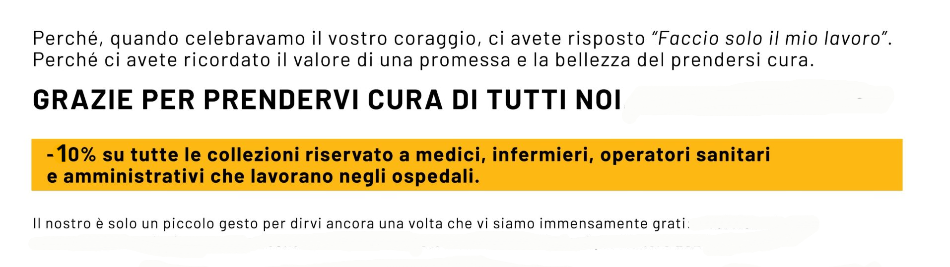 sconto del 10% per medici, infermieri, operatori sanitari e amministrativi