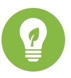 Mein Motto, Glühbirne mit Blatt auf grünem Hintergrund