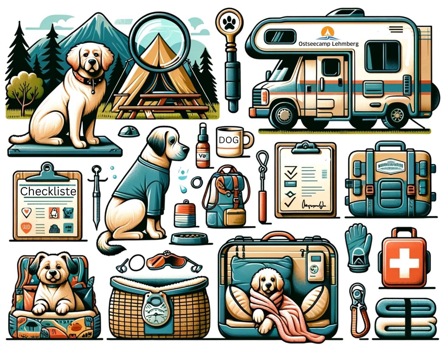 Grafik Campen mit Hund Checkliste fürs Camping mit Hund