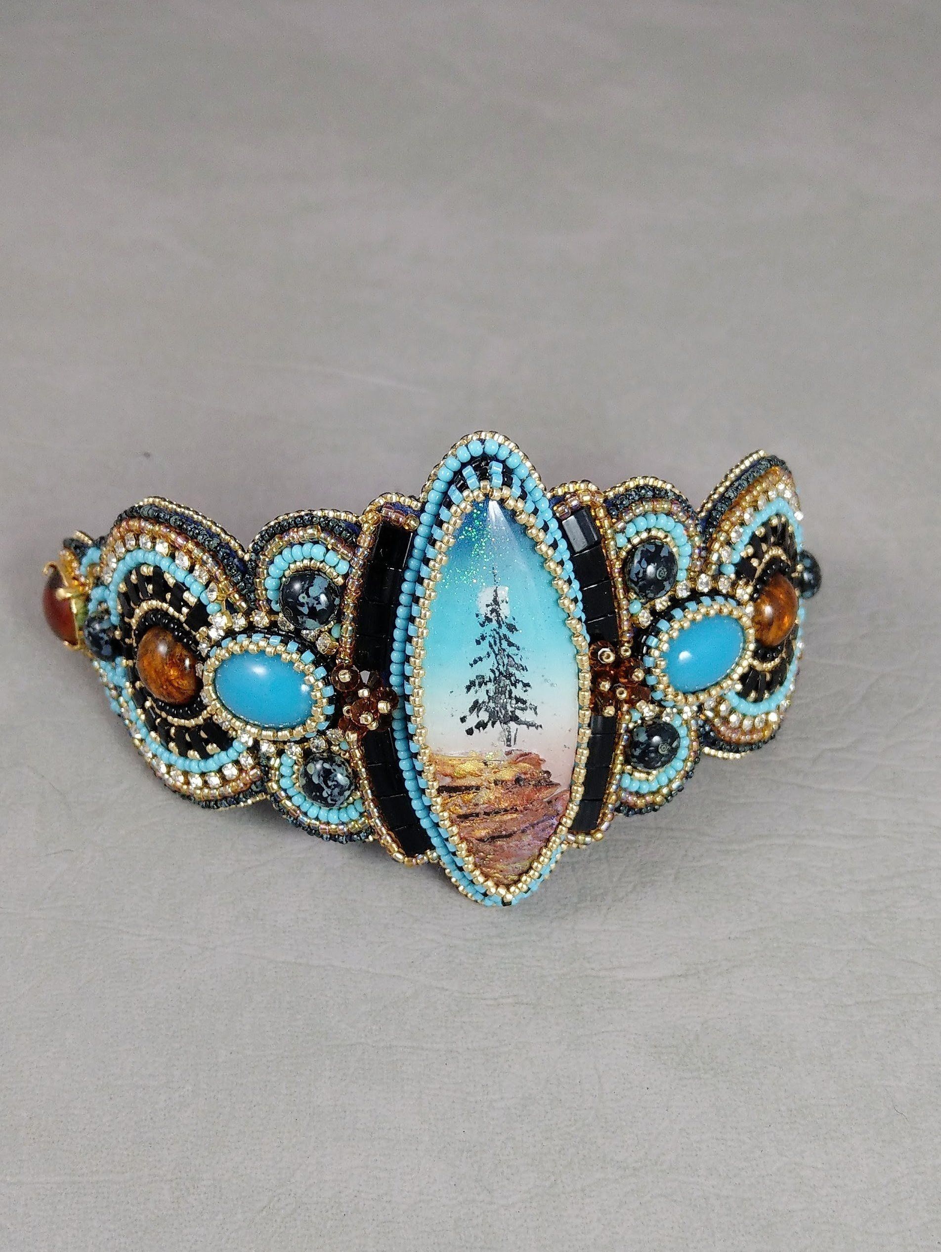 Regina Payne Mountain Girl Bracelet Embroidery Cabochon Swarovski