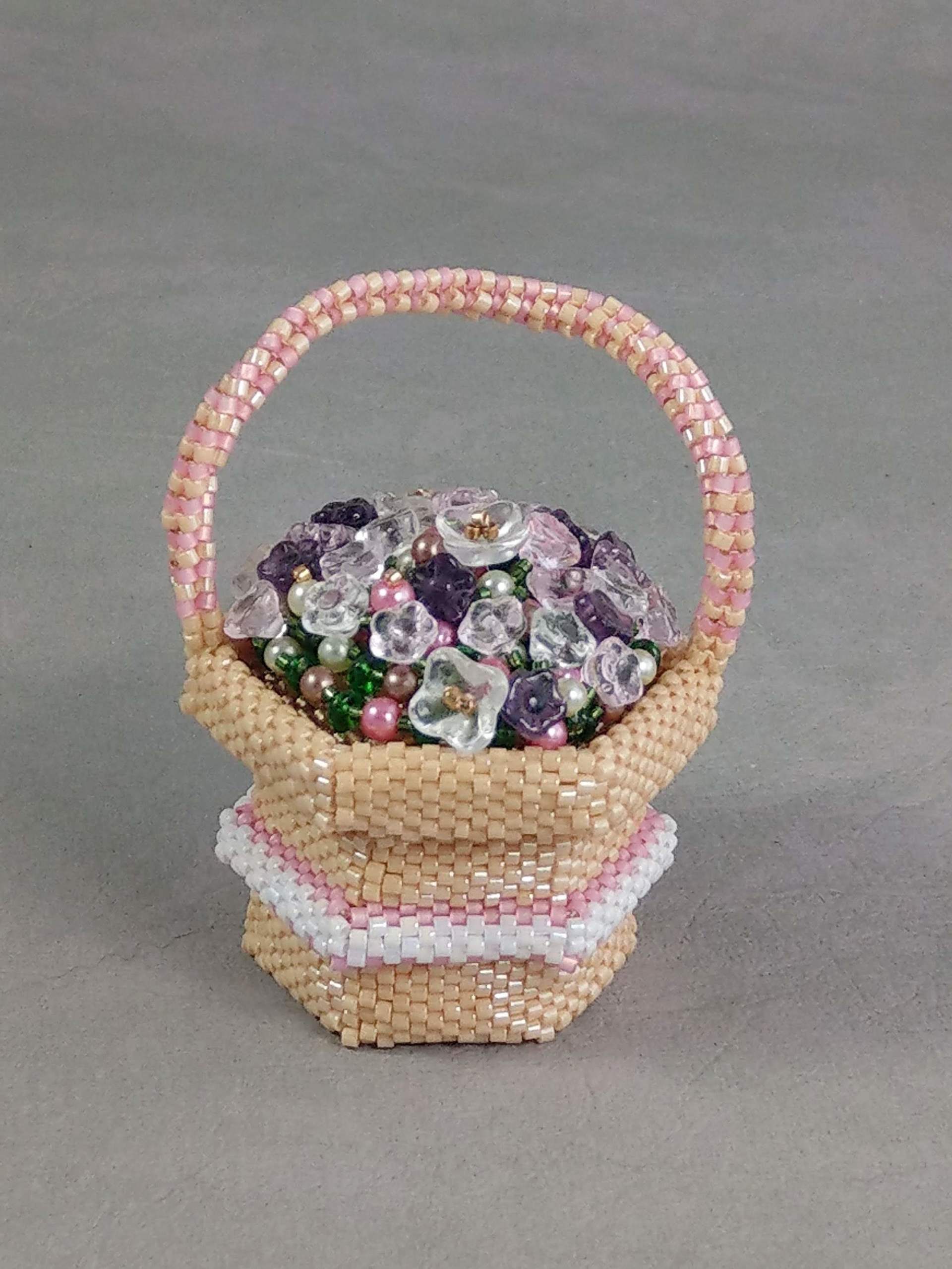 Katie Dean beadflowers Flower basket box peyote