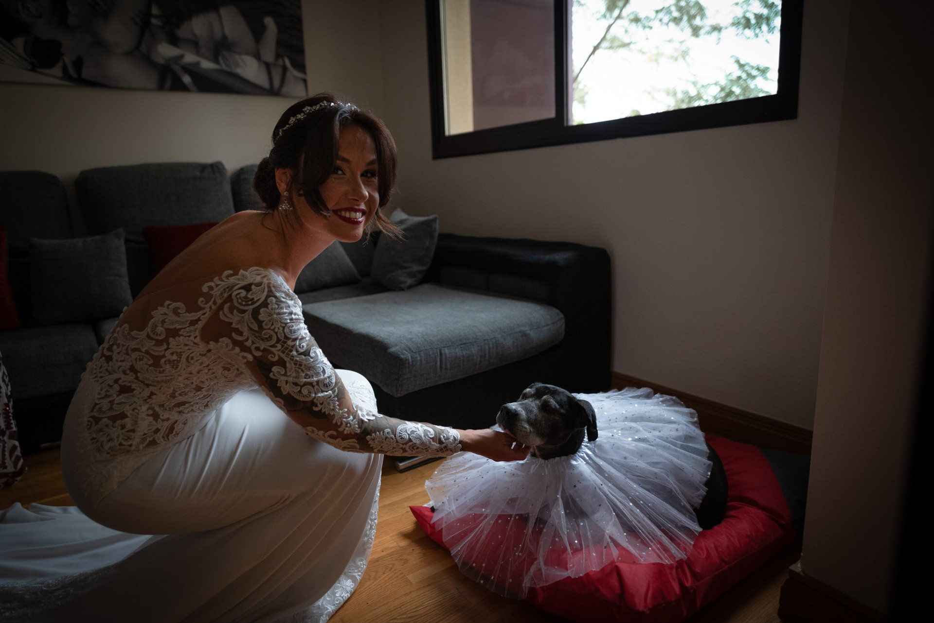 Sara&Rafa Boda Málaga preparativos de la novia con su mascota