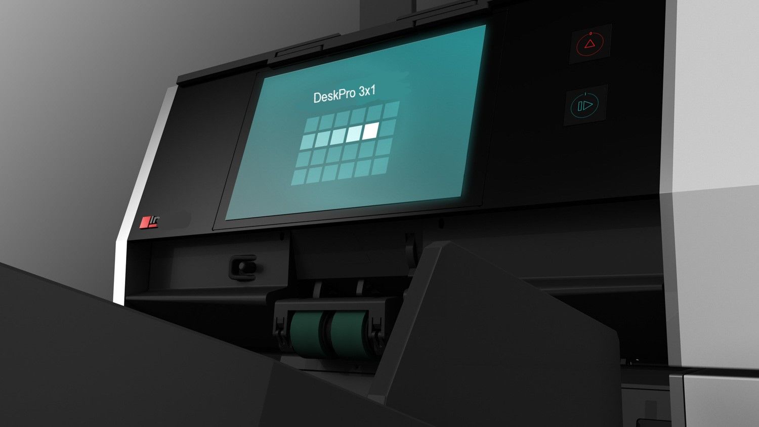 Zoom in picture of the display of the DeskPro 3x1 desktop scanner.