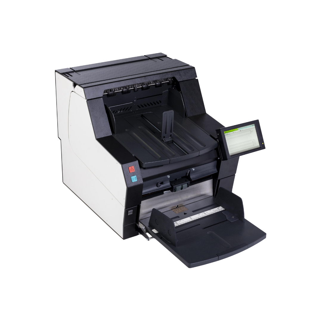 DeskPro 6x1 Desktop production scanner from interscan with a white background.