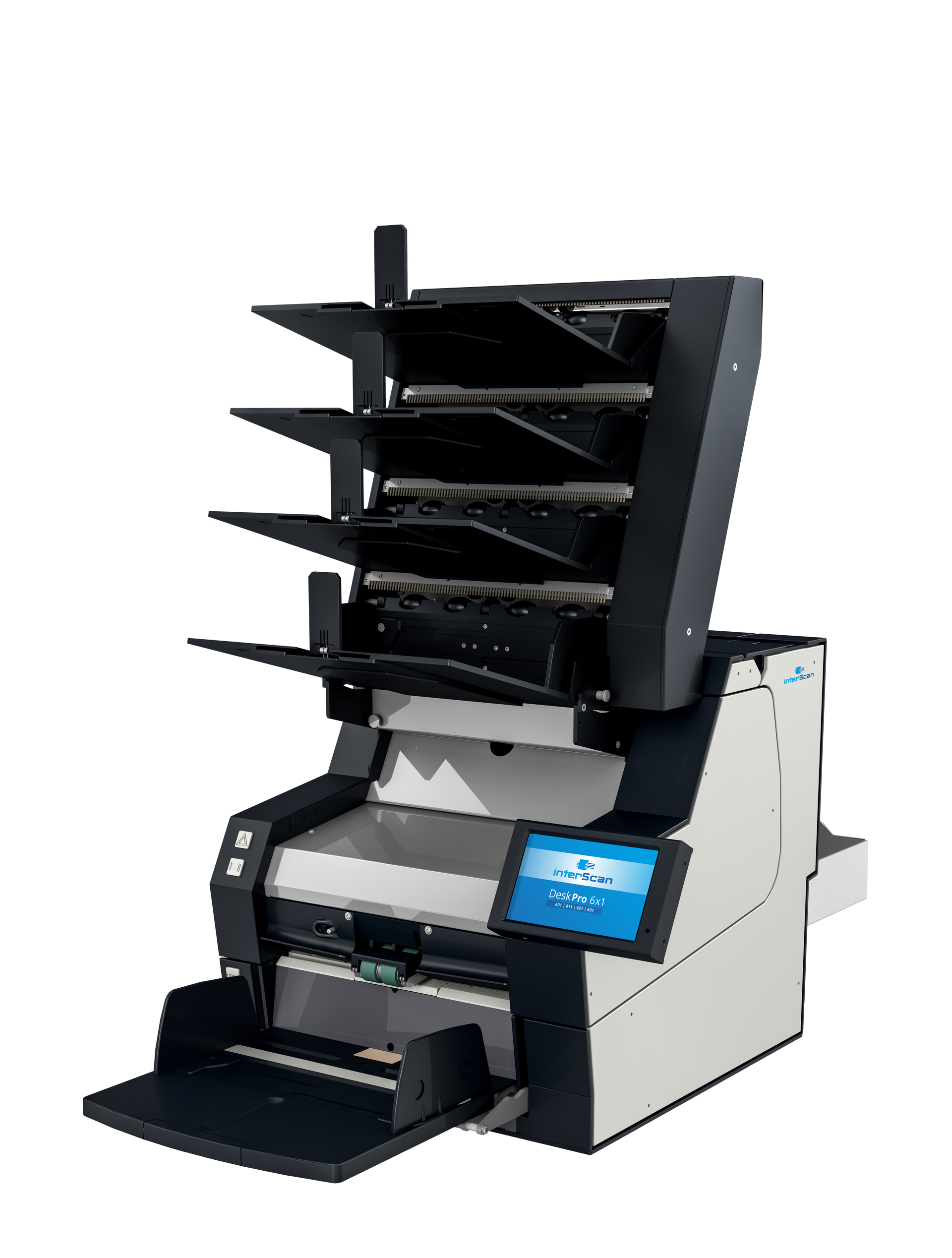 DeskPro 6x1 Scanner with the DeskPro Sorter on top.