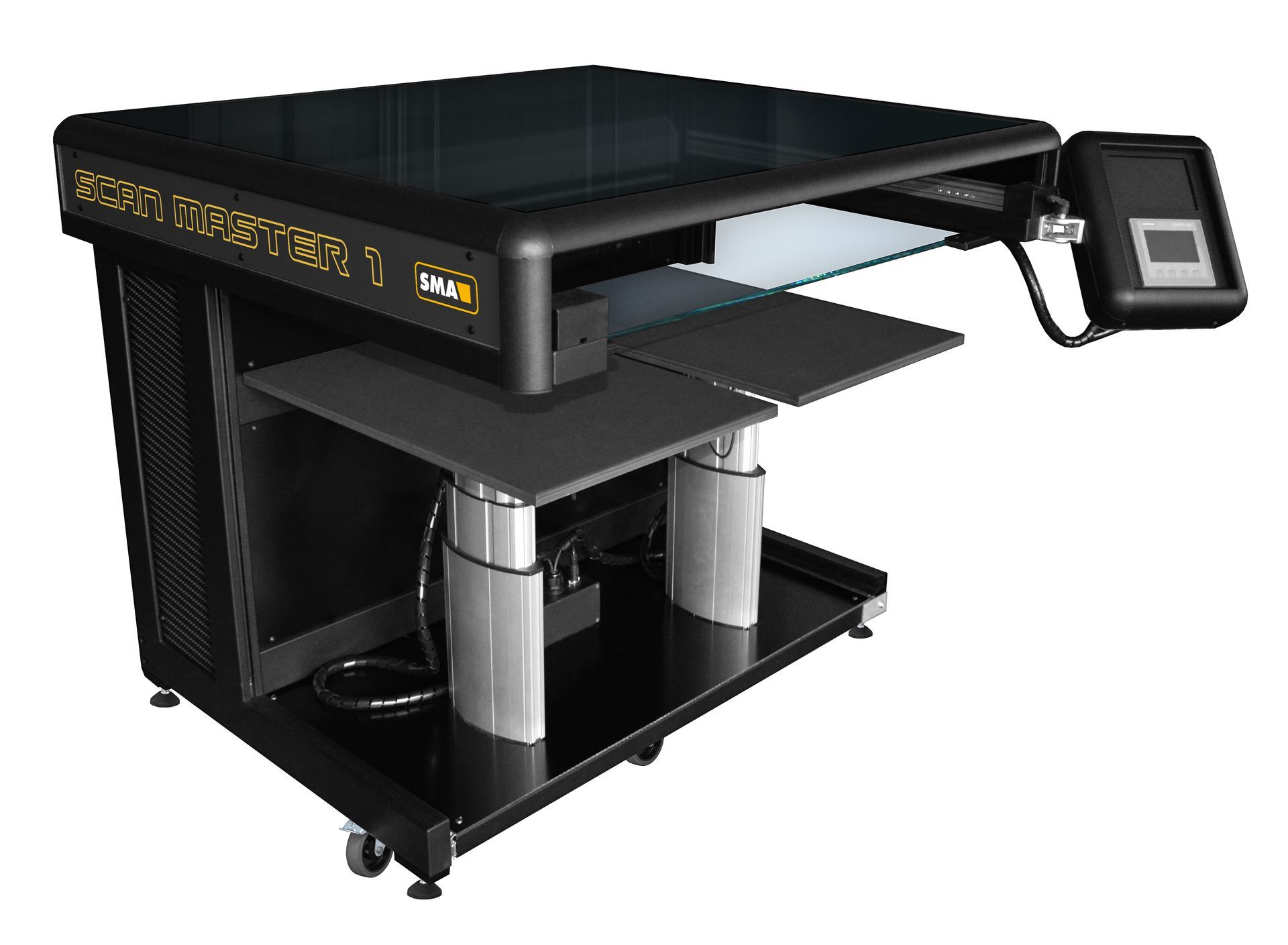 The SCAN MASTER 1 A1 book scanner has a motorized 35cm pull out book cradle, virtual 3d scanning and is uprgradable to robotic scanning.
