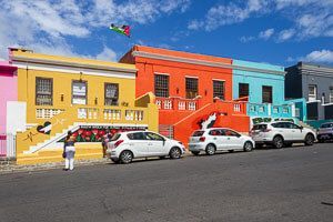 Bo-Kaap-Viertel in Kapstadt in seinen bunten Häusern.