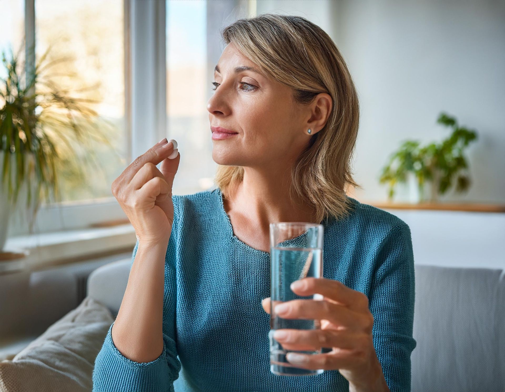Mujer tomando antibiótico