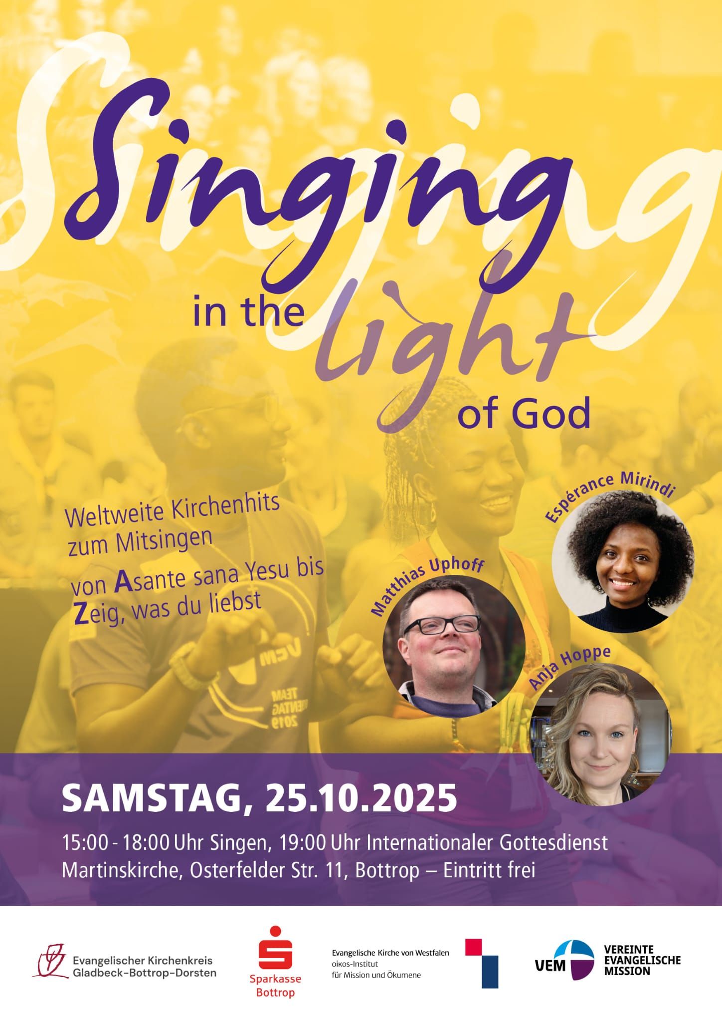 Plakat des Mitsingen-Workshops Singing in the Light of God