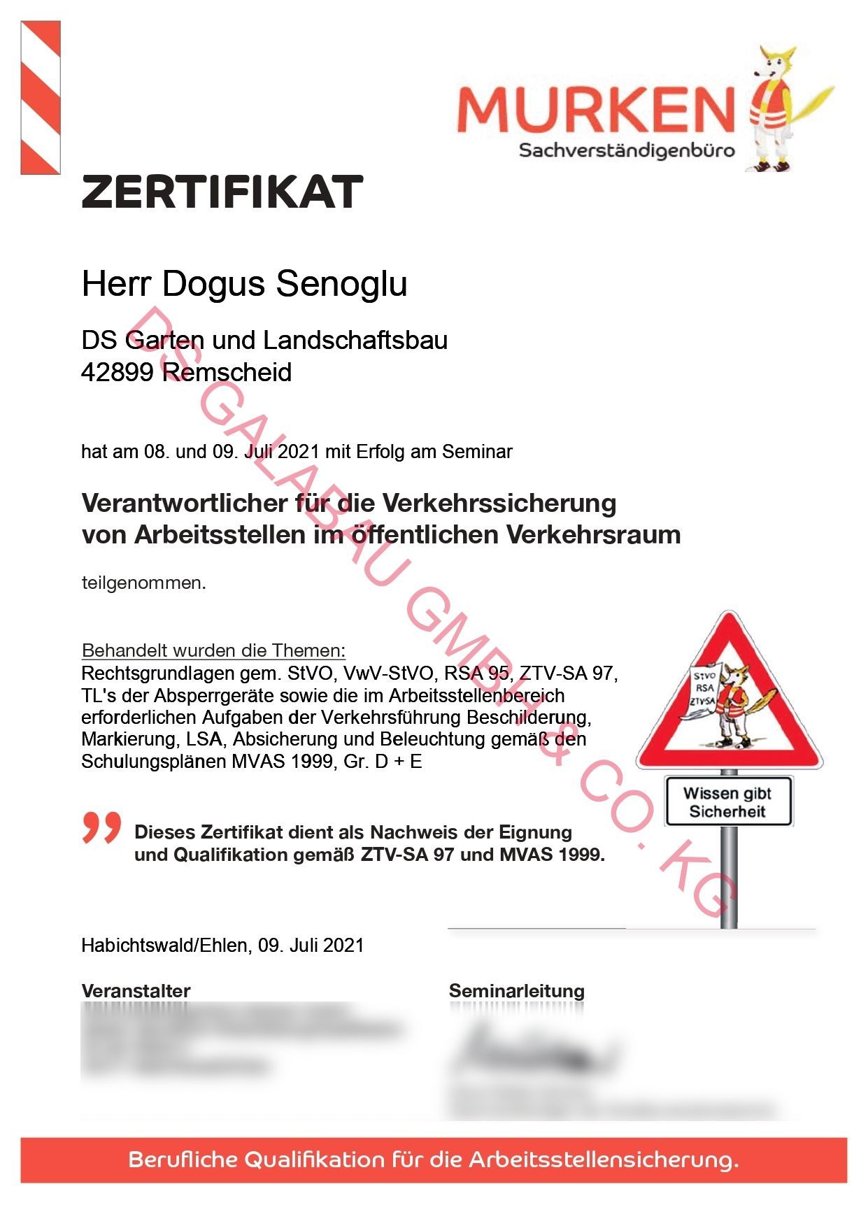 Verkehrssicherung Autobahn - DS Galabau GmbH & Co. KG