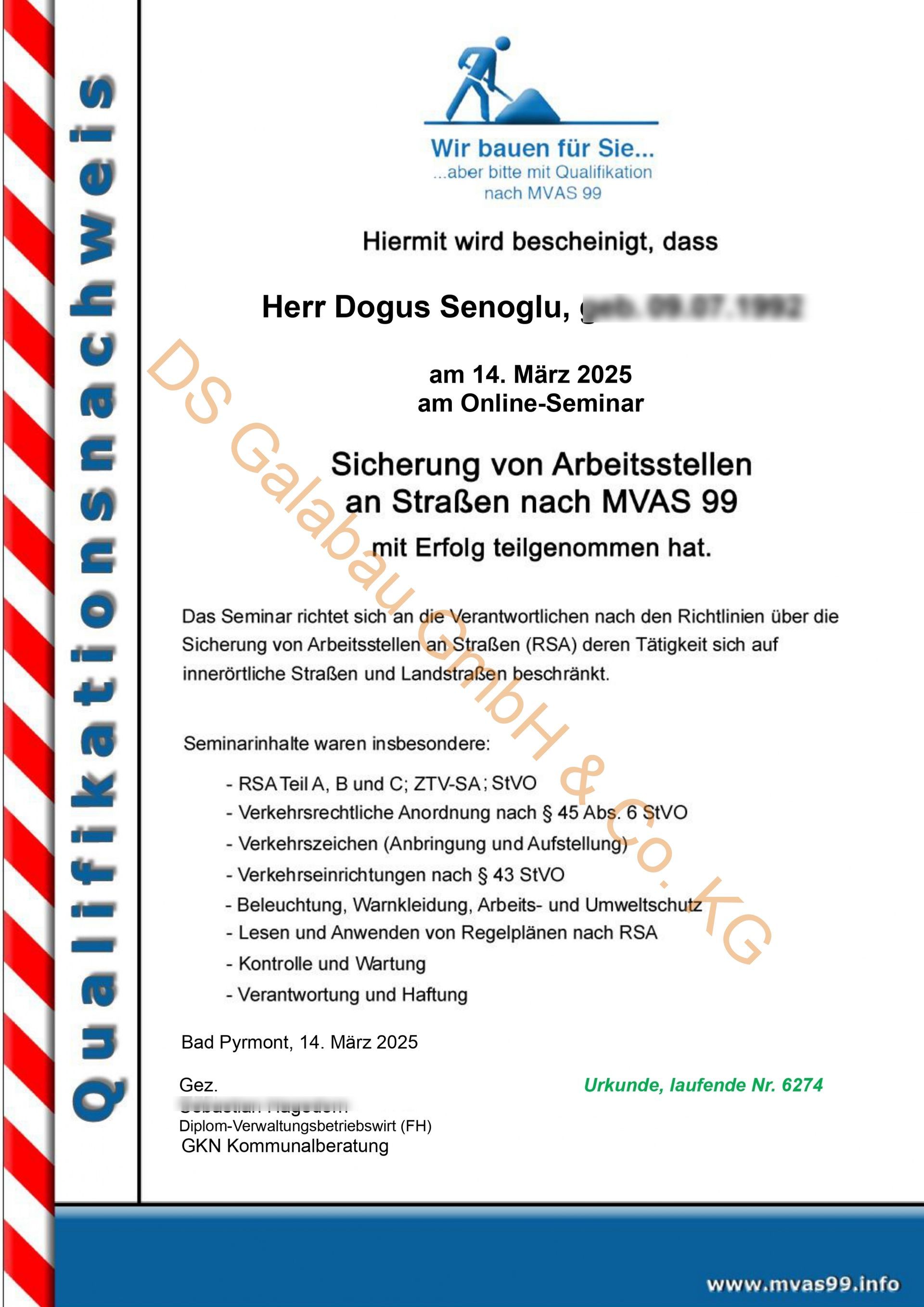 Verkehrssicherung RSA21 - DS Galabau GmbH & Co. KG