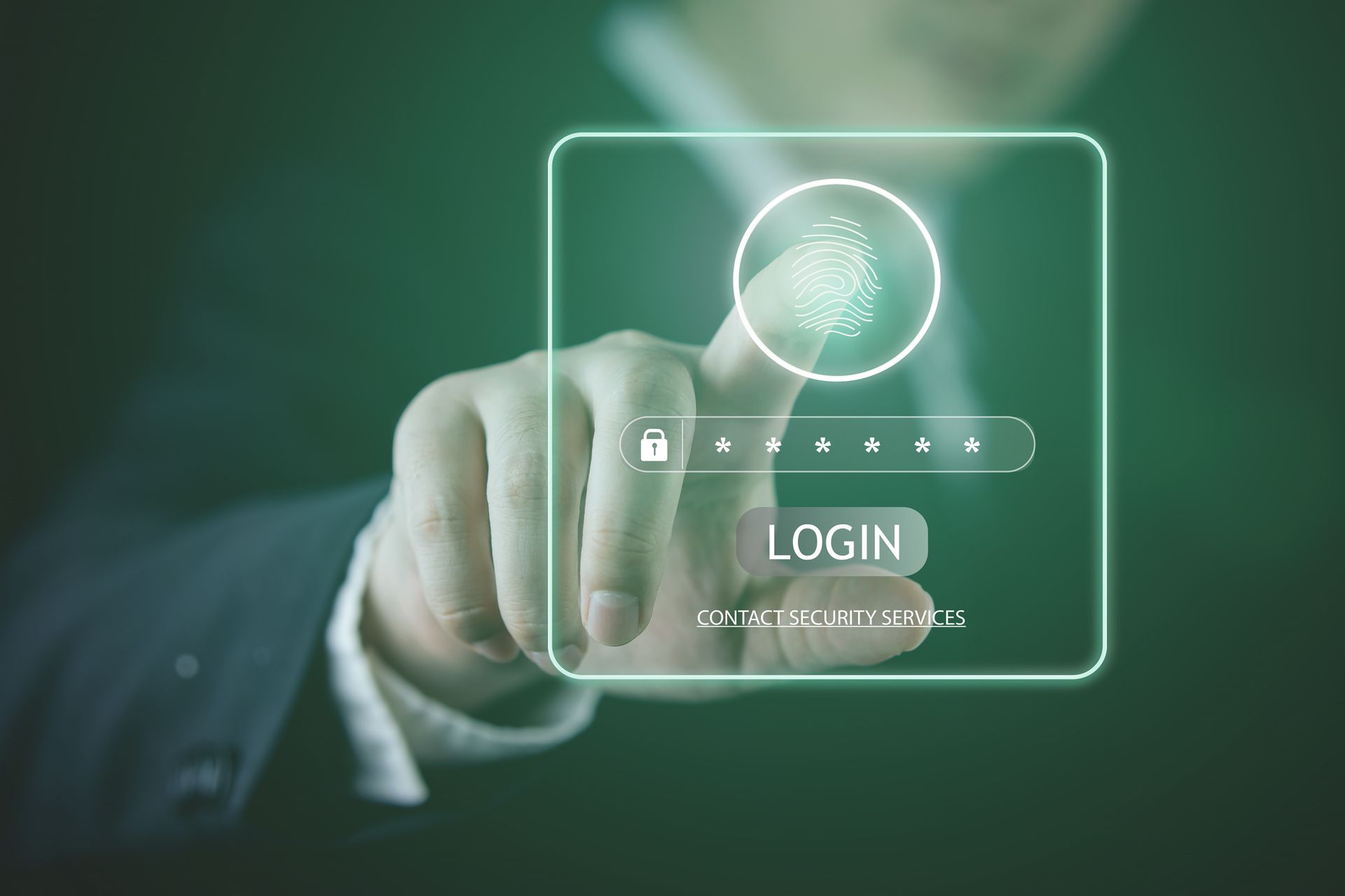 Doigt qui touche un écran de connexion