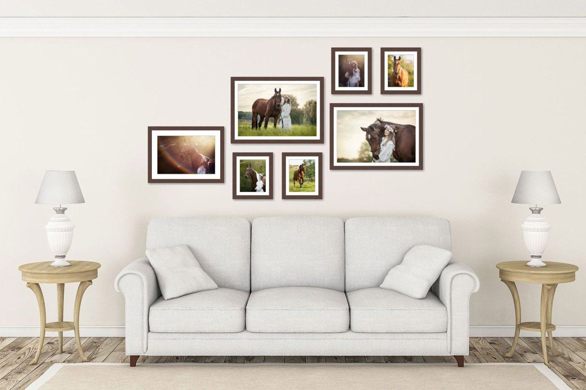 Ideen für deine Bilder Wandgalerie Rahmen Pferd und Mensch