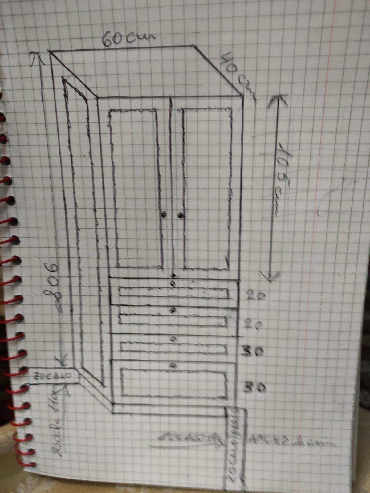 croquis de un mueble a medida