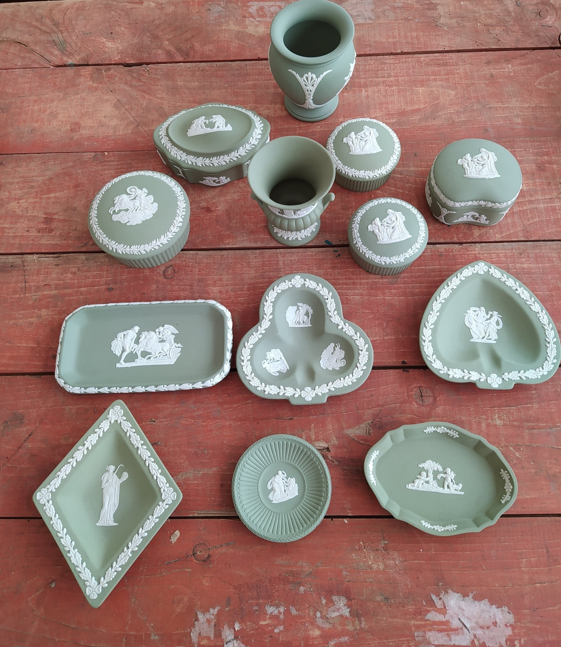 Green wedgwood jasperware.
