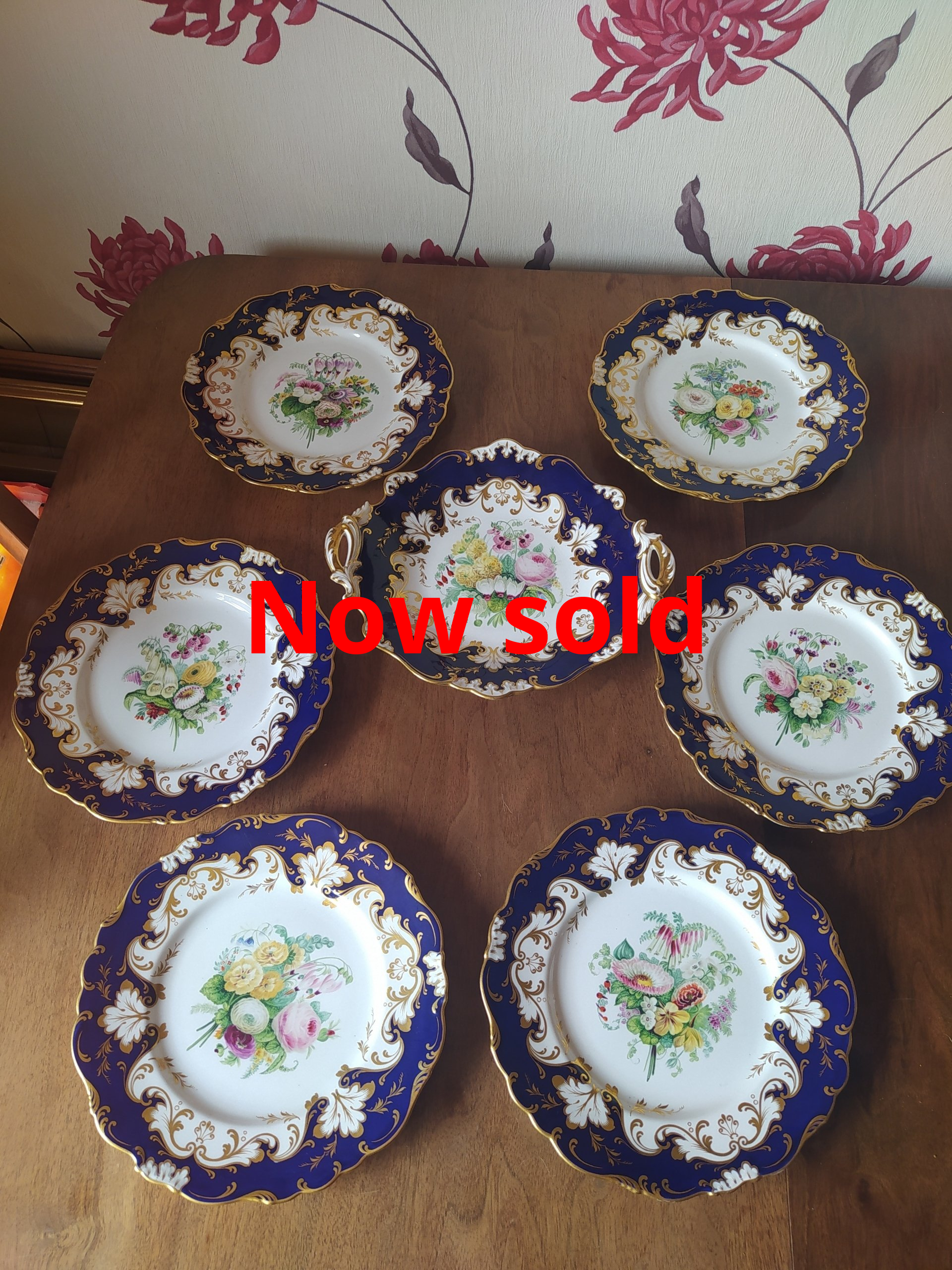 Early coalport dessert set botanical pattern 9163