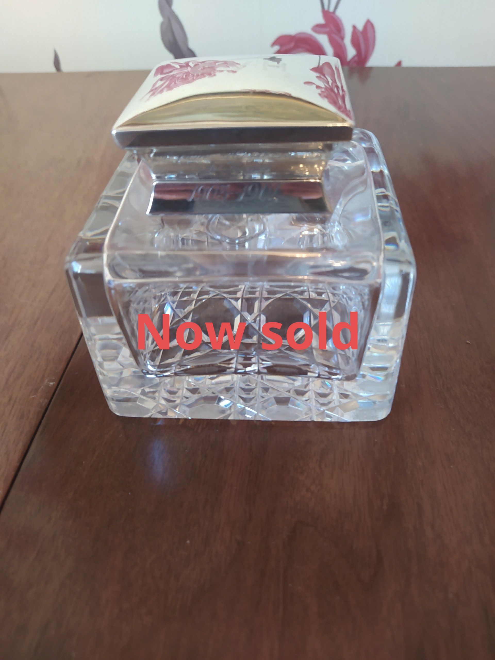 Silver topped cut glass inkwell