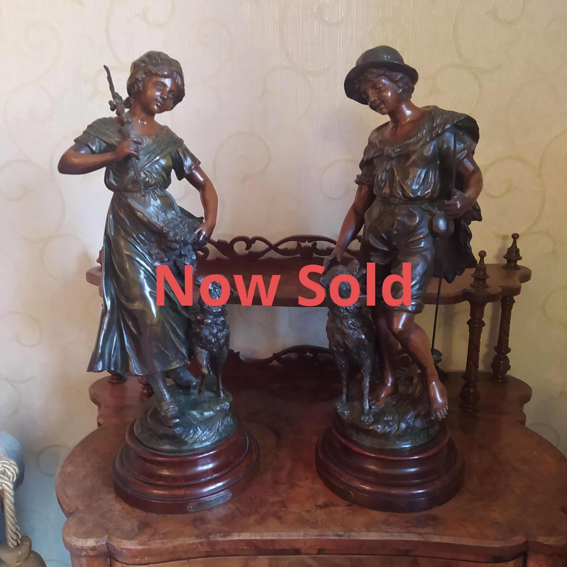 pair of victorian bronzed figures by Augustus Moreau