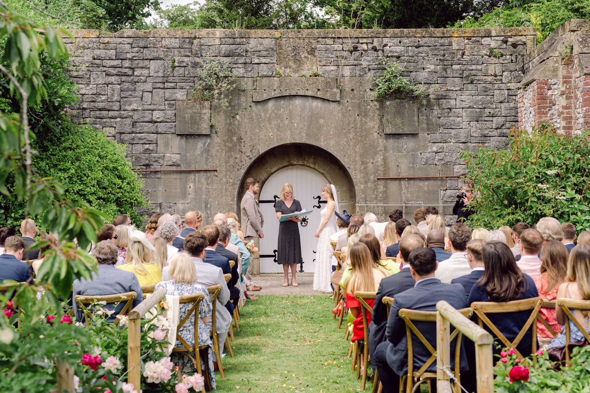 Bride and groom getting married in the victorian walled gardens at Kingsettle Stud co-ordinated by Tasha Mae Wedding Co-ordinator.