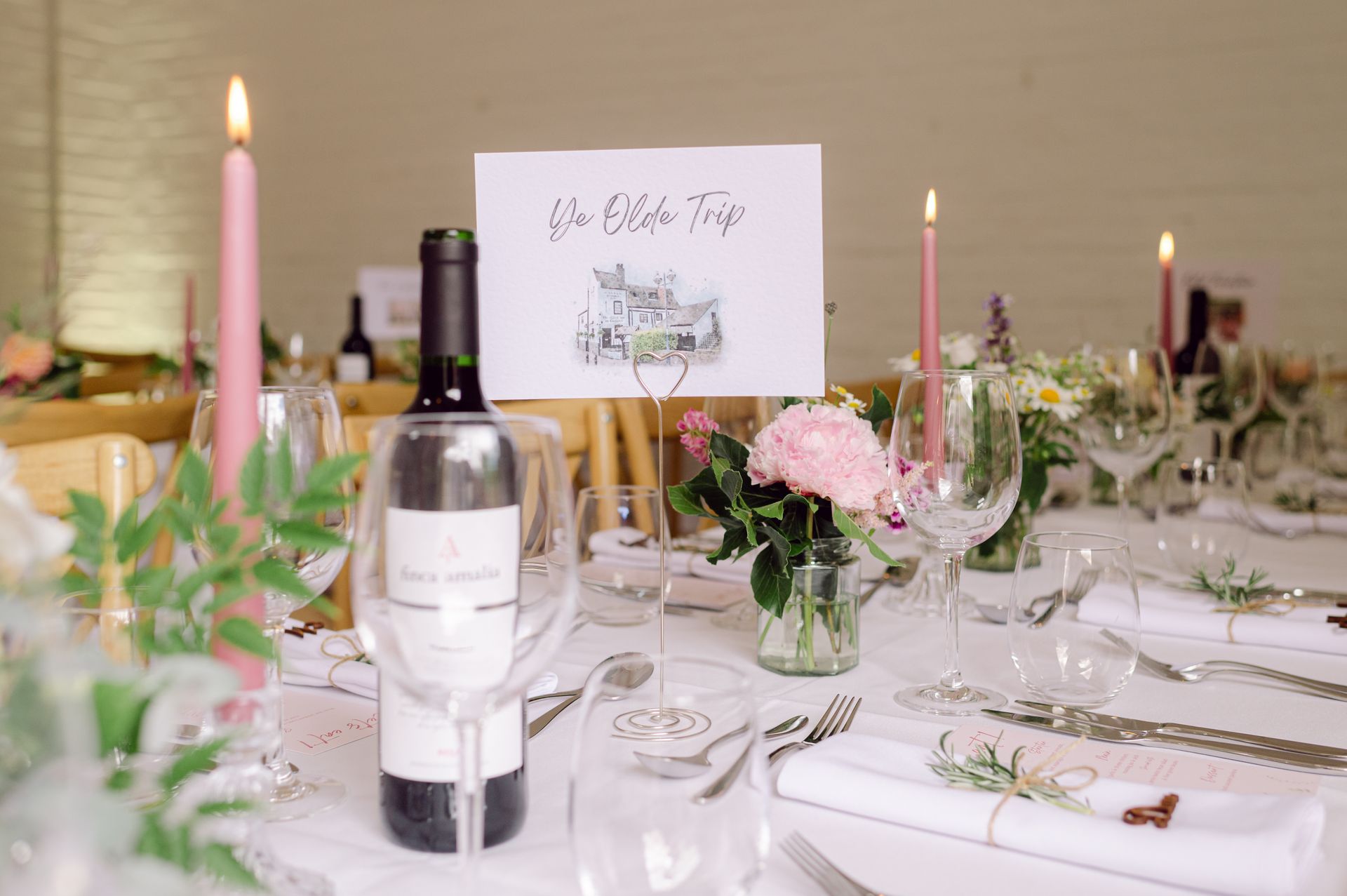 Table names at a wedding breakfast at Kingsettle Stud co-ordinated by Tasha Mae Wedding Co-ordinator.
