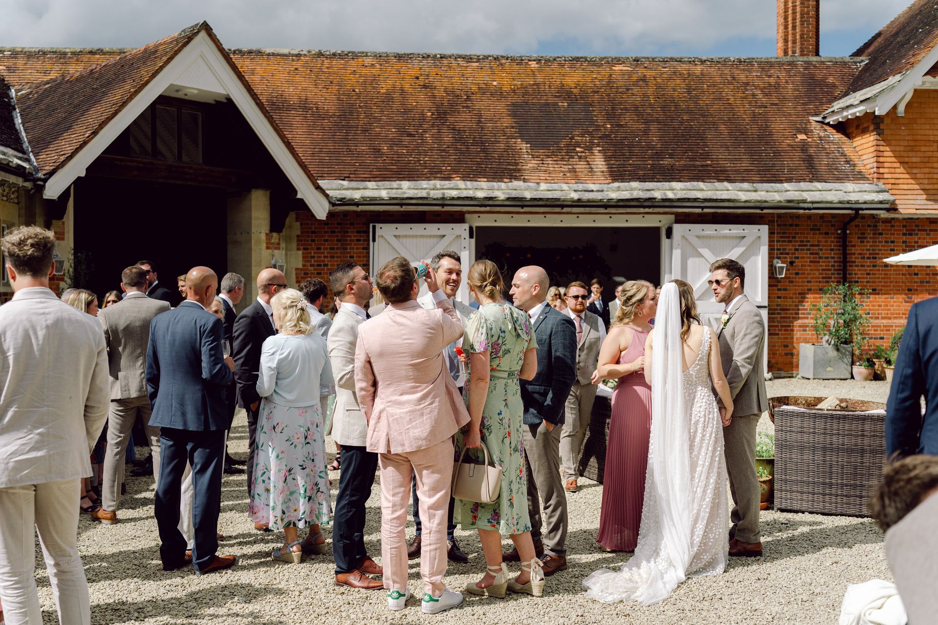 Wedding guests at the reception drinks at Kingsettle Stud with Tasha Mae Wedding Co-ordinator