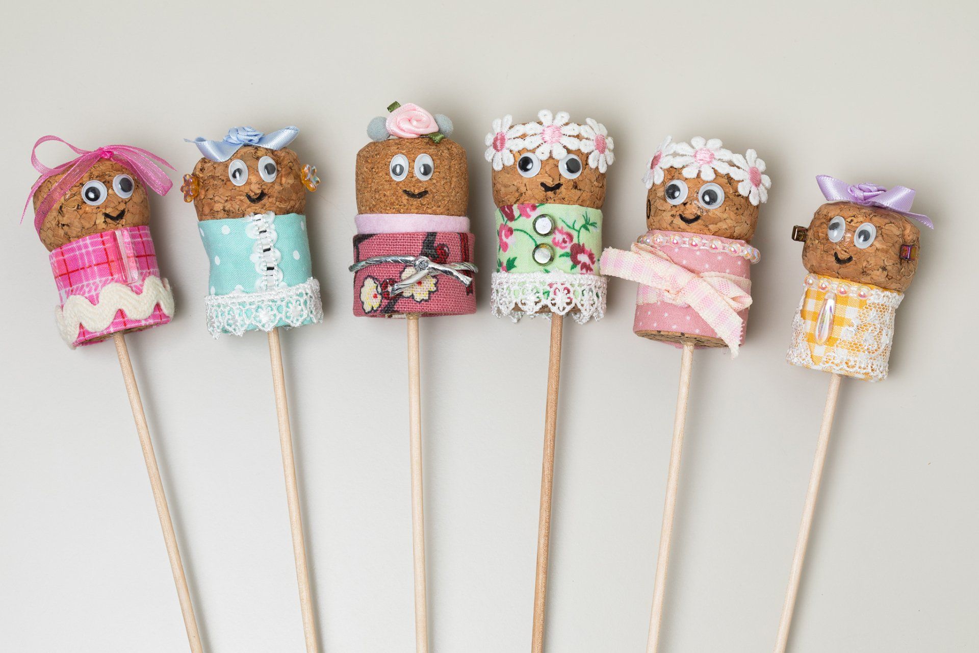 Handmade Flower Friends using Champagne Corks