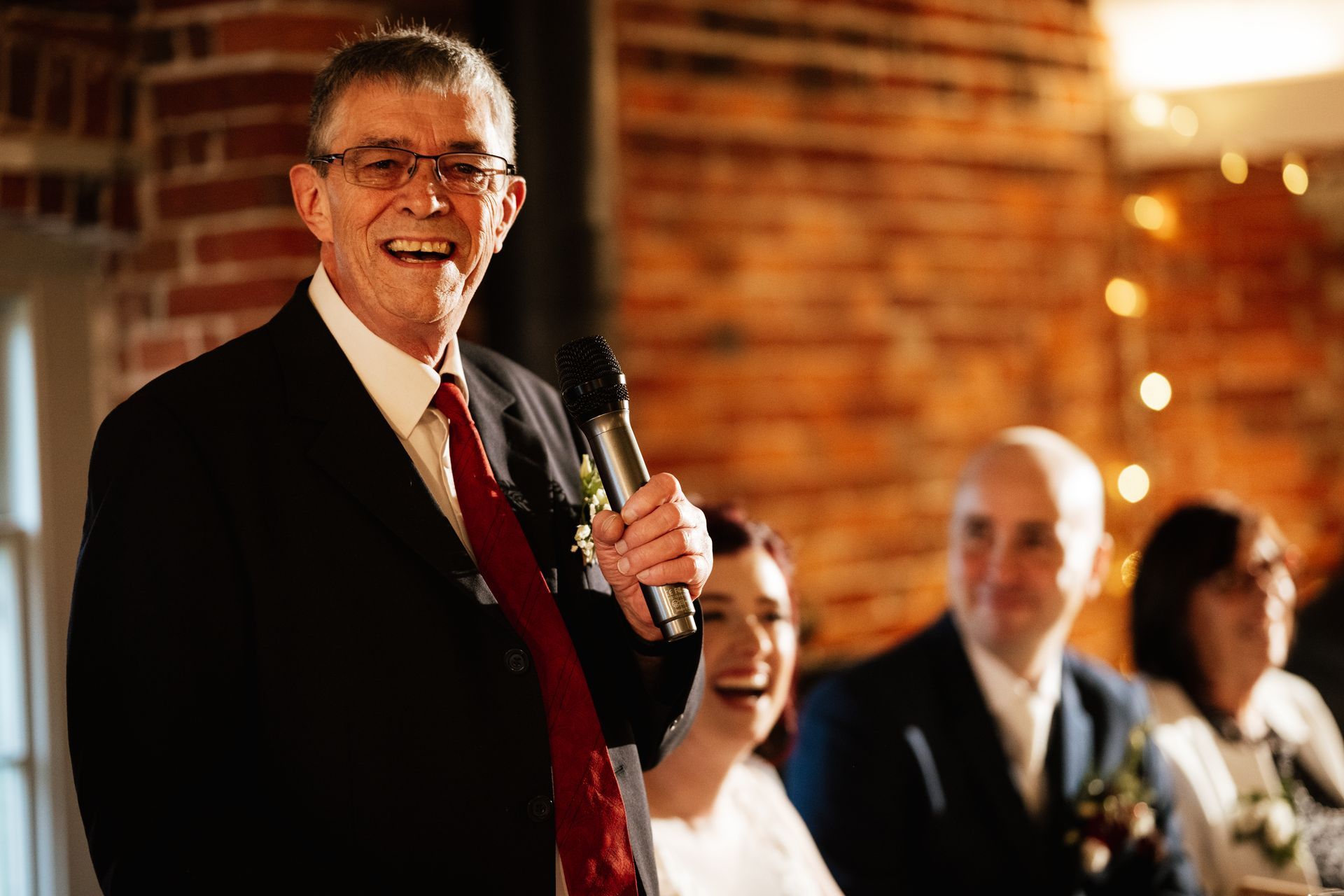 Father of the bride doing his speech at a wedding at Sopley Mill with Tasha Mae Wedding Co-ordinator.