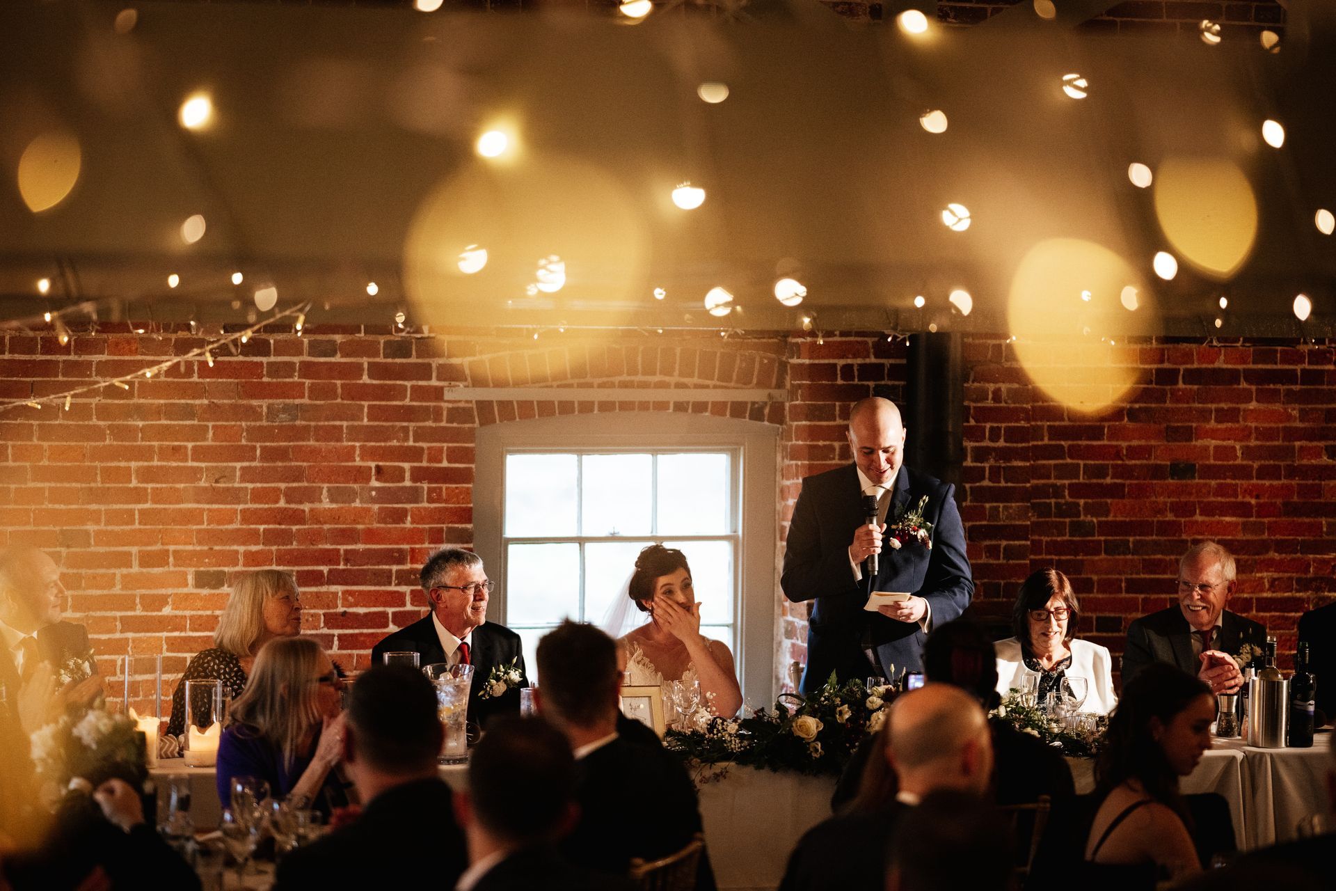 The groom doing his speech at a wedding at Sopley Mill with Tasha Mae Wedding Co-ordinator.