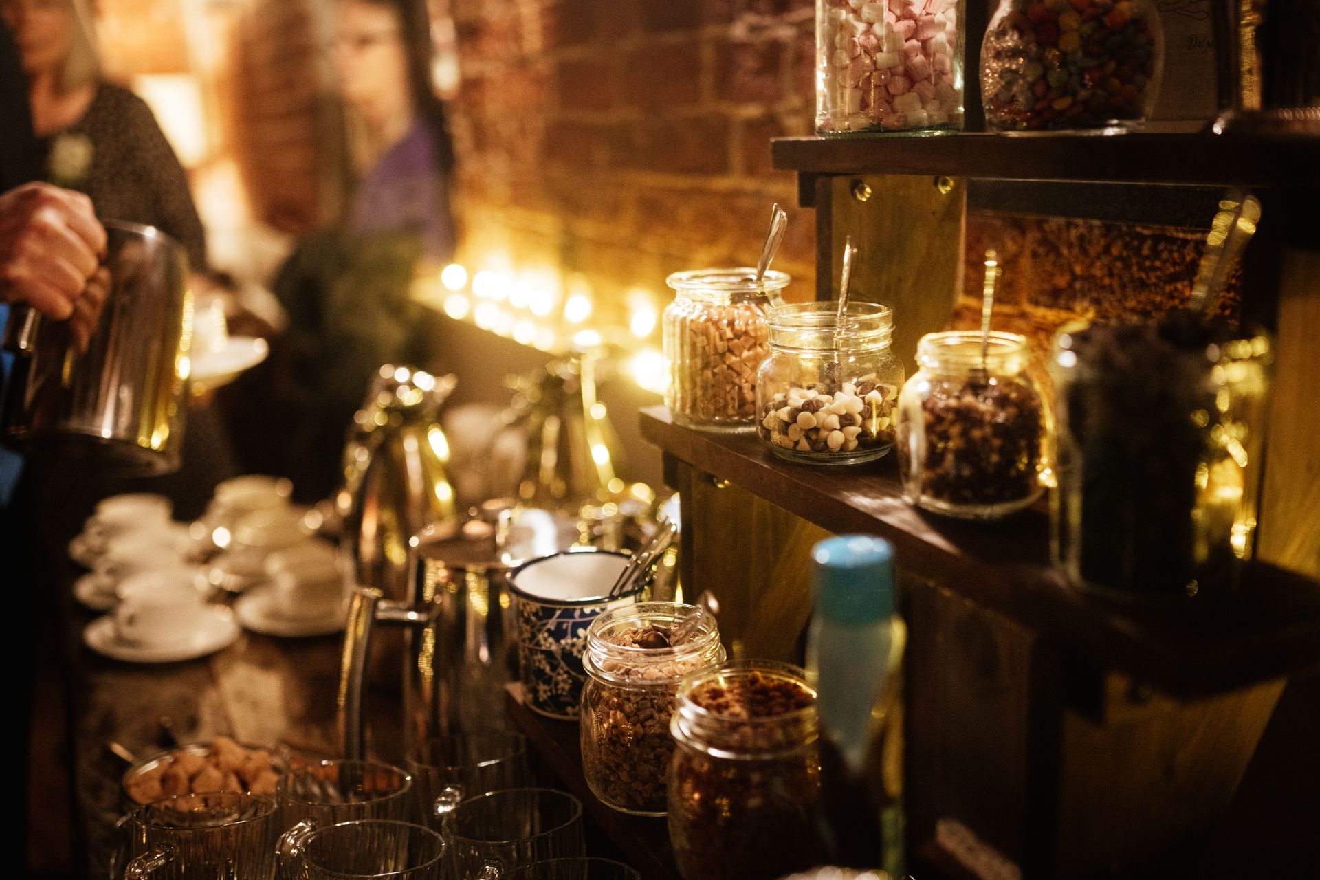 Hot drinks station at a wedding at Sopley Mill with Tasha Mae Wedding Co-ordinator.