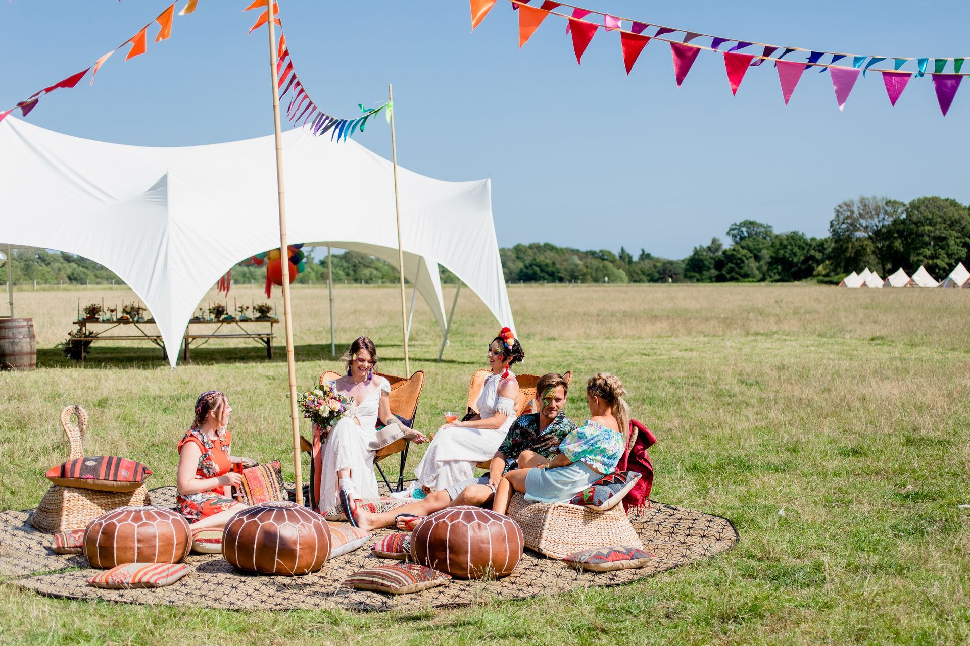 Bride and Bride wedding in a marquee in a field in Hampshire co-ordinated by Tasha Mae Wedding Co-ordinator.
