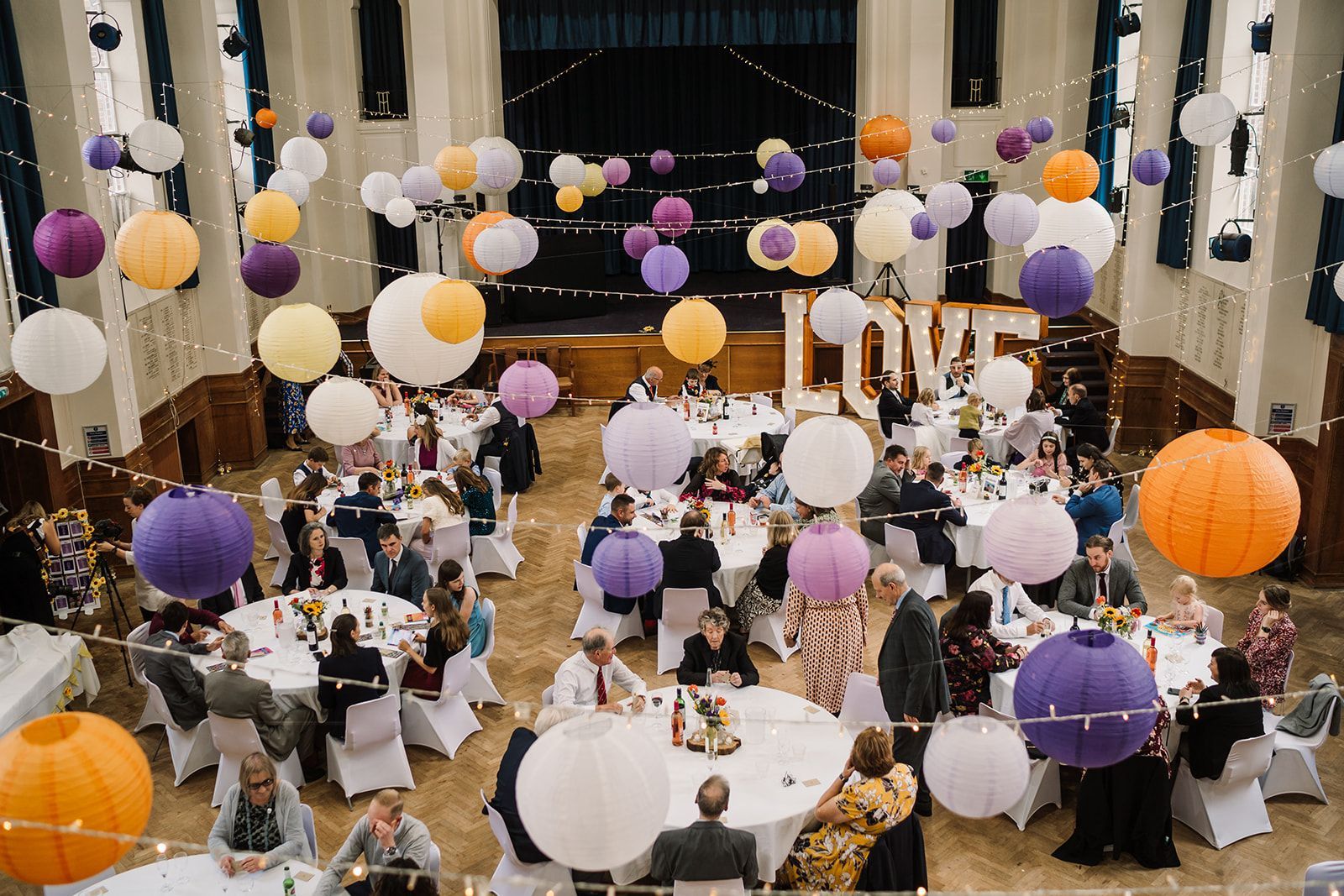 Wedding breakfast set up at Talbot Heath School in Bournemouth co-ordinated by Tasha Mae Wedding Co-ordinator.