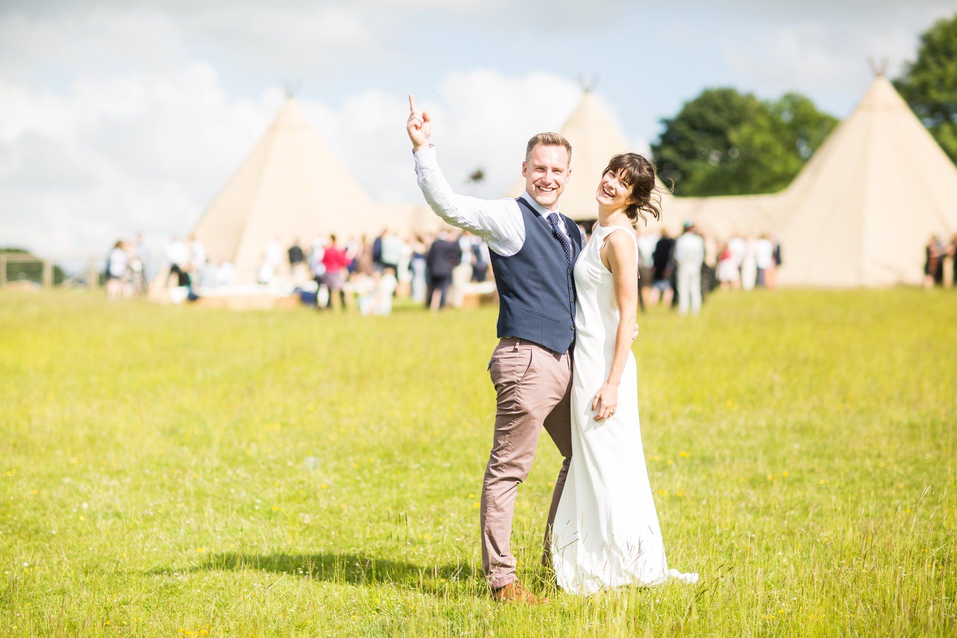 Bride & Groom in front of their tipi
