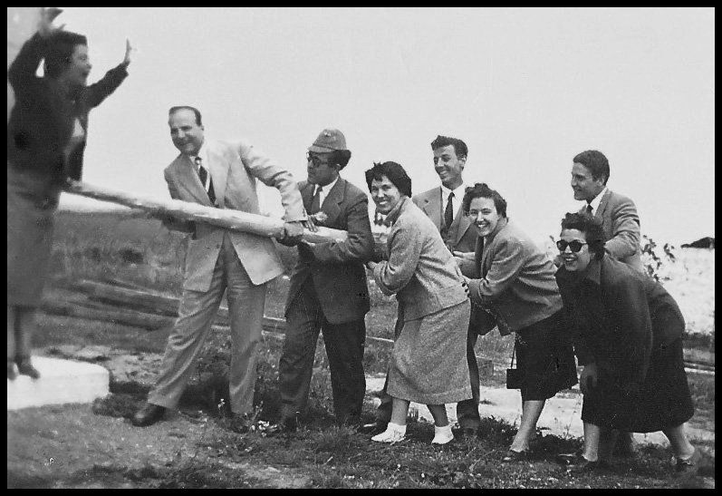 Constantinides and his fellow musicians in Greece in 1956