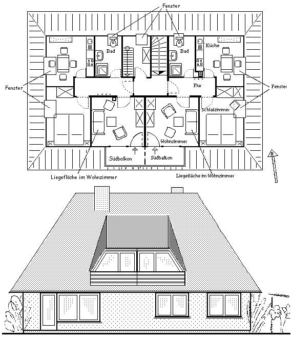 Wohnung Backbord sehen Sie rechts, Steuerbord links Grundrusszeichnung