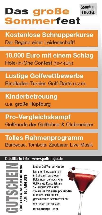 Sommerfest Golfrange Dortmund Flyer