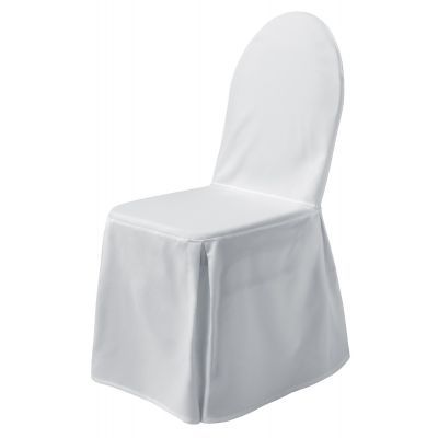 Ovale Stuhlhusse weiß und schwarz für Stapelstühle mieten
