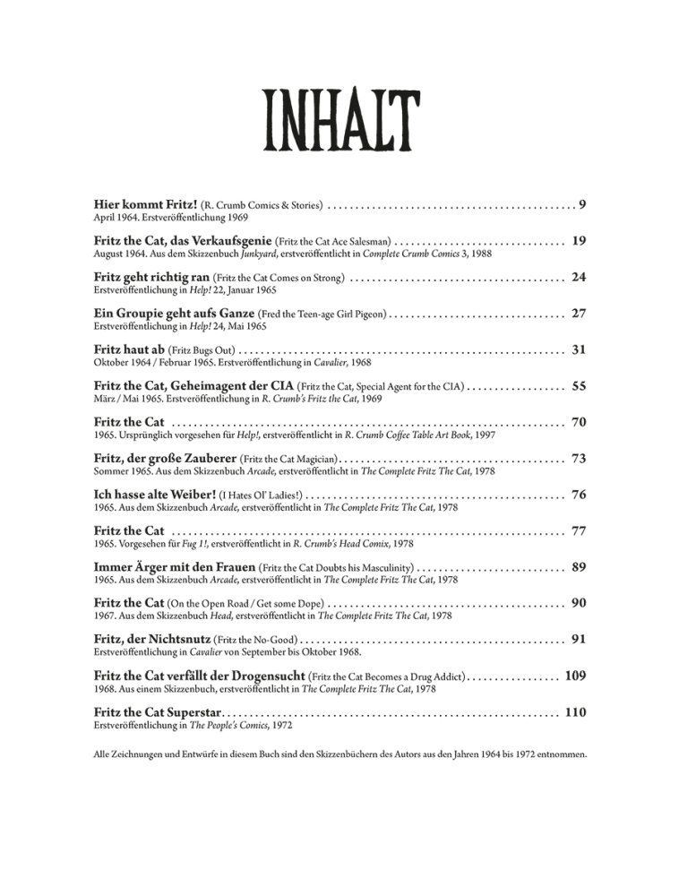 Fritz the Cat Inhaltsverzeichnis