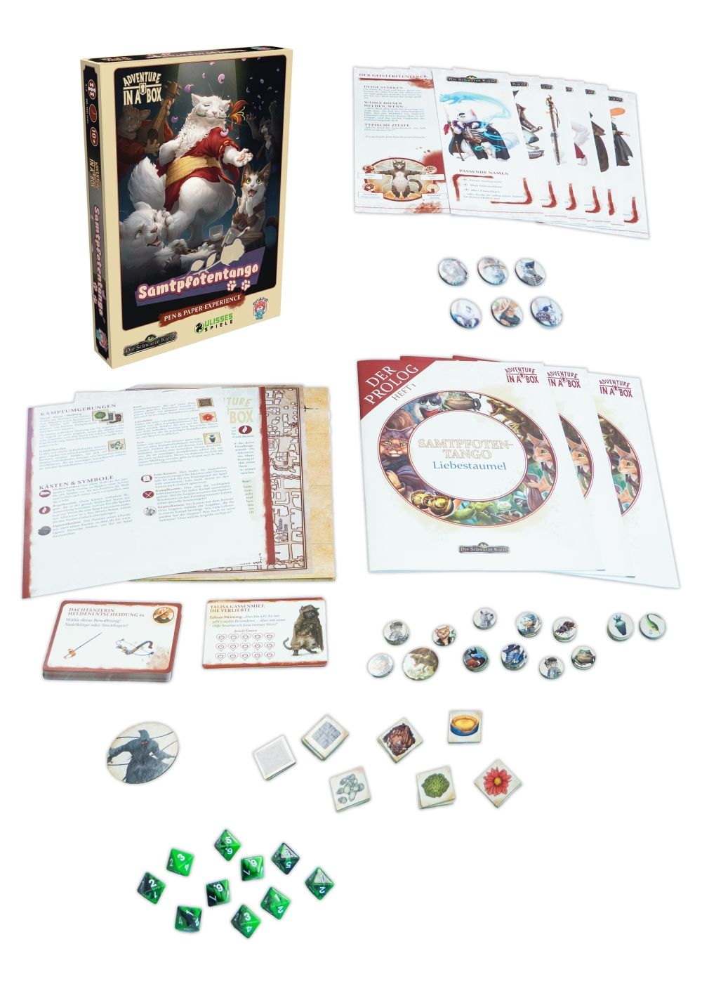 Adventure in a Box: Samtpfotentango Spielmaterialien