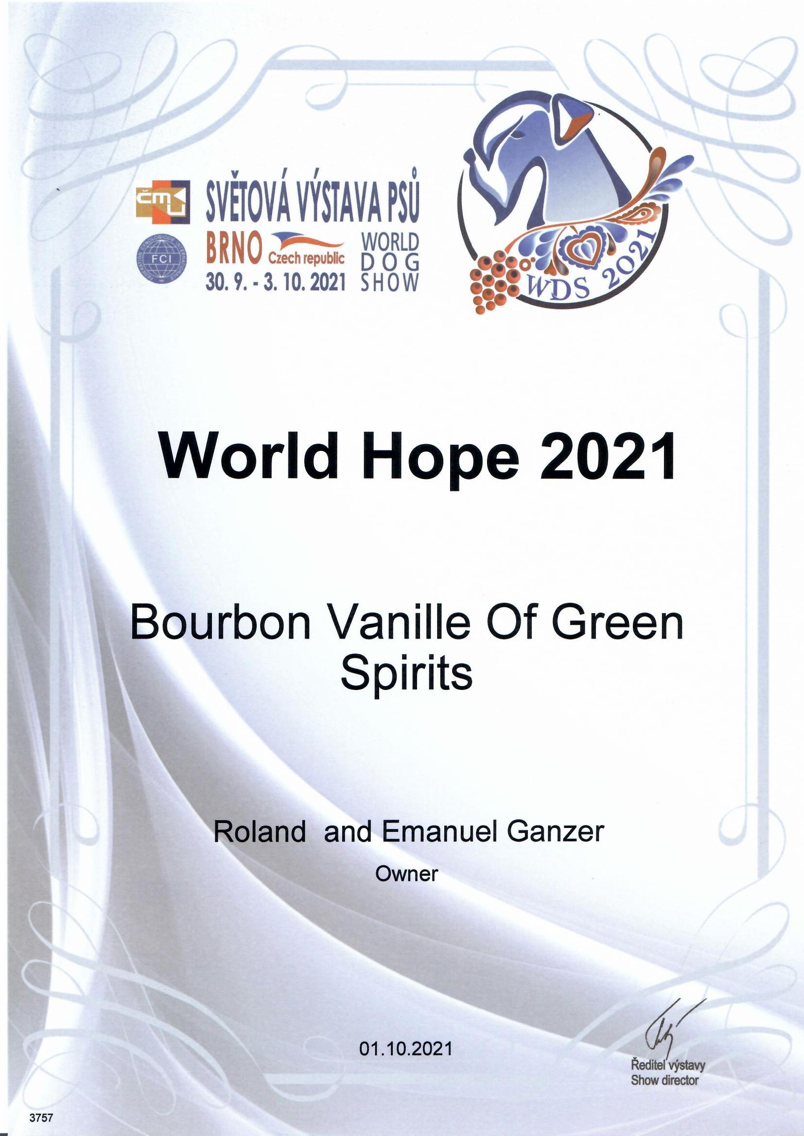 Bourbon Vanille of Green Spirits, World Hope 2021