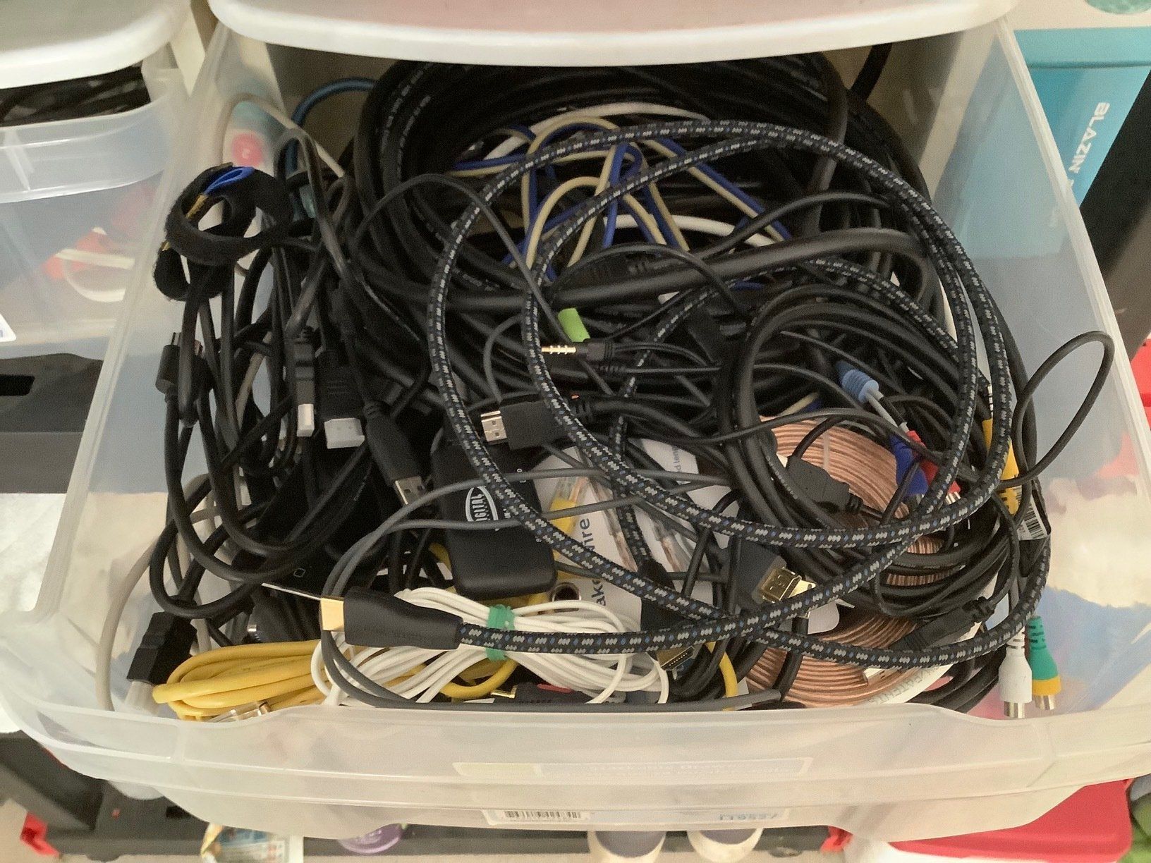 Drawer of messy wires